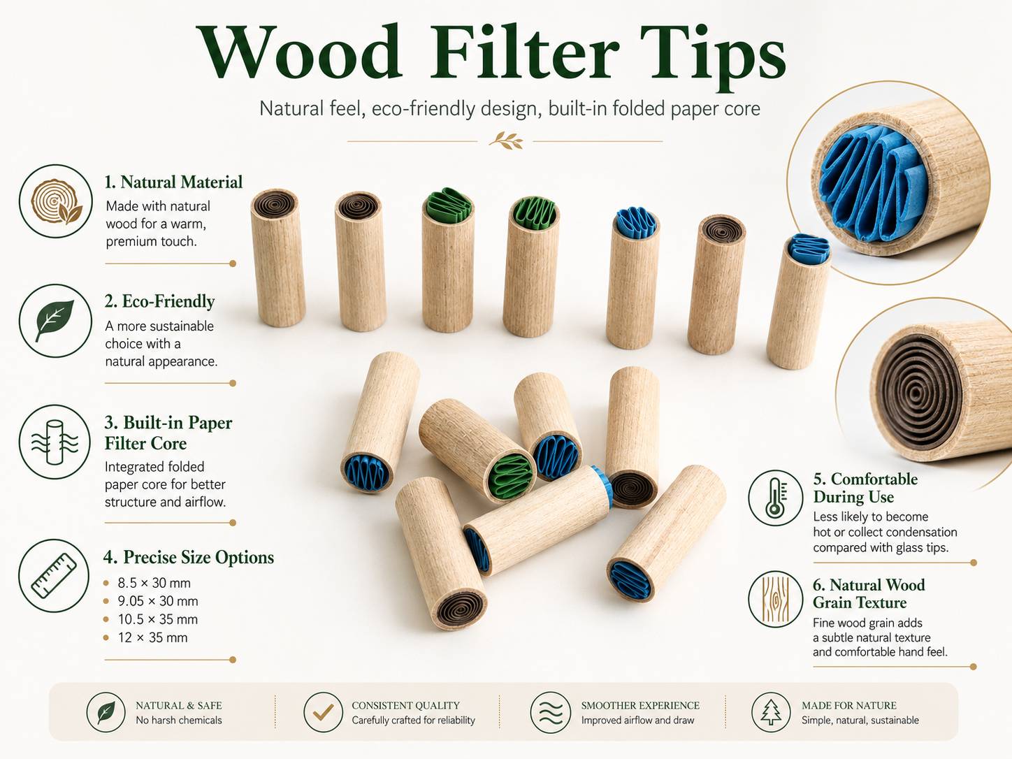 custom wood filter tips
